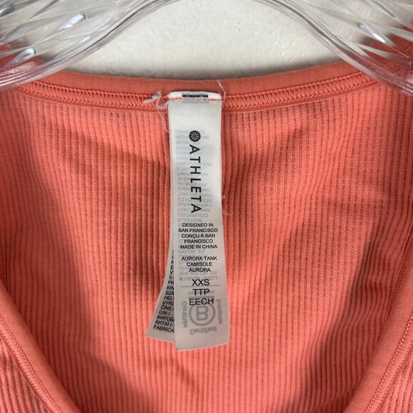 Athleta Aurora Seamless Crop Ribbed Tank Size XXS Peach Orange Yoga - Picture 3 of 5